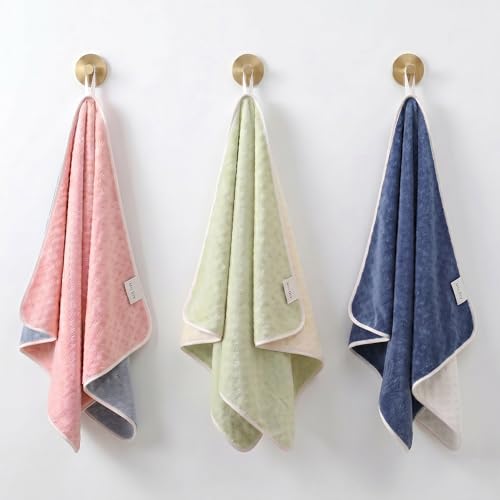 Image of Microfiber Hand Towels Set of 3 with Double Color | Soft & Highly Absorbent 400 GSM Towels with Hanging Loop | Quick Dry Towels for Bathroom, Kitchen & Gym | 40 x 60 cm | Multicolor