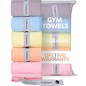 Microfiber Workout Towels – Quick Dry, Highly Absorbing, Odor-Free, for Women & Men – Gym Sweat Sports Towel for Hot Yoga, Tennis, Running, Exercise, Working Out, Camping, Set of 5 Pastel