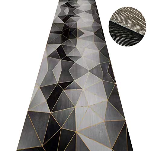 Alfombras de pasillo largo ZRUYI y moqueta corredor de diseño moderno triangular gris 2