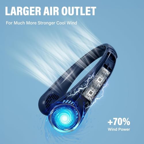 Image of Morelax Neck Fan, USB Rechargeable Personal Fan,Hand Free Bladeless Portable Fans,4000 mAh, 3 Speeds,Large Air Faster softer 360 Cooling, Ultra Quiet,Gift Suitable for Home, Office, Travel, Sports