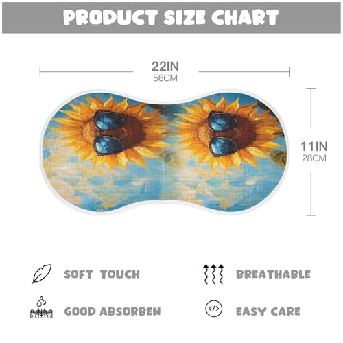 Kigai Funny Sunflower in Sunglasses Baby Muslin Burp Cloths 4 Pack, Soft 4 Absorbent Layers Cotton Burp Rags for Newborn Girls Boys2