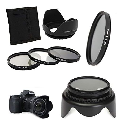 58mm UV CPL ND4 Circular Polarizing Filter Kit Set + Lens Hood for Canon Camera