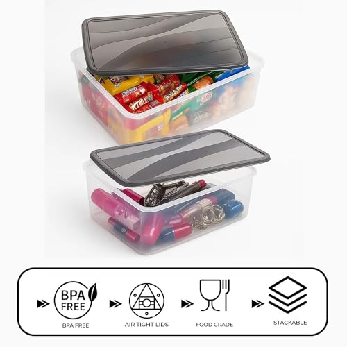 Image of Sulfar Plastic Multi Storage Box Set - Pack of 3, Stackable & Durable Organizer for Home, Office, Kitchen