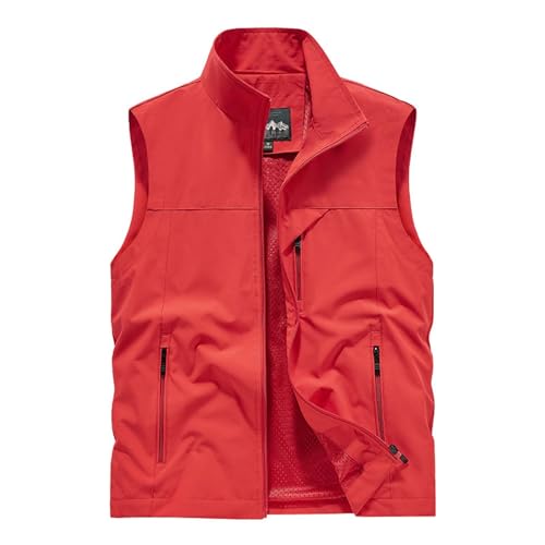 Men's Softshell Vest Outerwear Zip Up Sleeveless Quick Dry Fishing Vests Outdoor Casual Multi Pocket Jacket for Hiking Golf