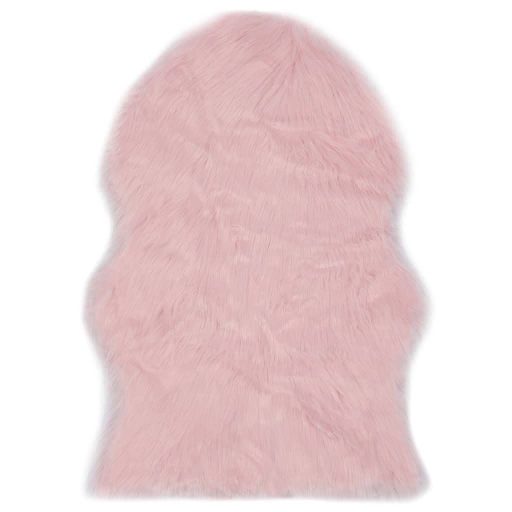 Künstlicher Schafspelz Teppich Rosa 60x90 cm - Weicher Kunstfell Läufer in Tierhaut-Form - Flauschiges Dekofell für Wohnzimmer und Schlafzimmer - Rutschfester Fellteppich