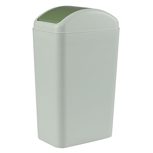 Miniatura 1 de Bote de basura de 3 galones con tapa abatible, cubo de basura de plástico con tapa abatible, color verde