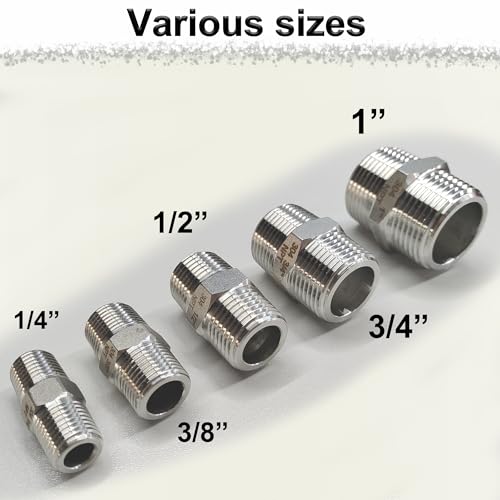 Feyadaper 1 Inch Male X 1 Inch Male Hex Nipple Pipe Fittings, 304 Stainless Steel 1 Inch Npt Male Threaded Pipe Adapter Fittings Equal Nipples Connectors thumb #8