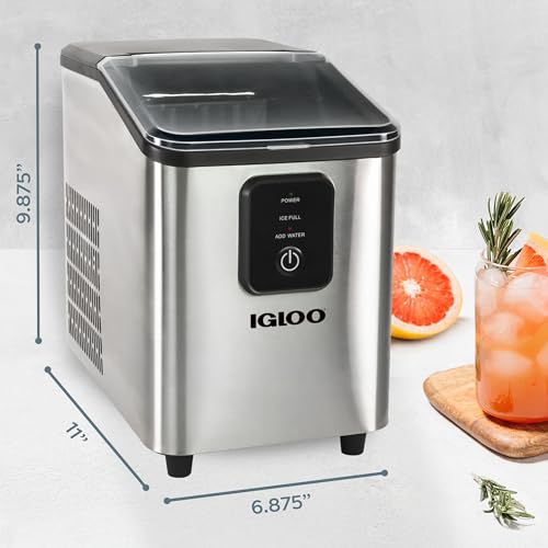 Igloo Ice Maker Countertop, Portable Ice Maker, 26lbs, Stainless Steel | LED Control Panel & 1.5 Quart Water Tank - Produces 26 Lbs. of Ice in 24 Hours with 9 Large or Small Cubes in 7 - image 9
