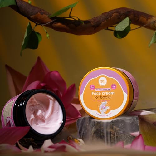 Image of ROOT and SOIL - Pink Lotus & Coconut milk Face cream for Babies | Luxurious Blend of Mango Butter & Pink Lotus Water | Light weight Non greasy formula | 45 grams (3+ months to 8 years)