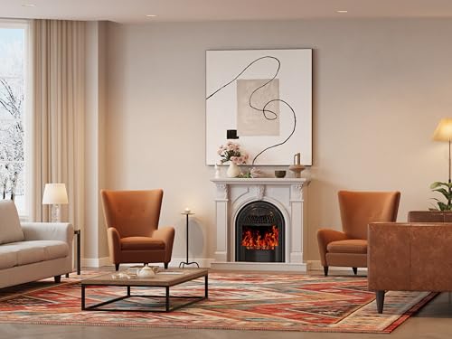 BLANKSPACE 48" Electric Fireplace with Mantel, Tv Stand with Black Birdcage Fire Place Heater and Carved Square Column Design Design for Living Room, Bedroom - Image 7