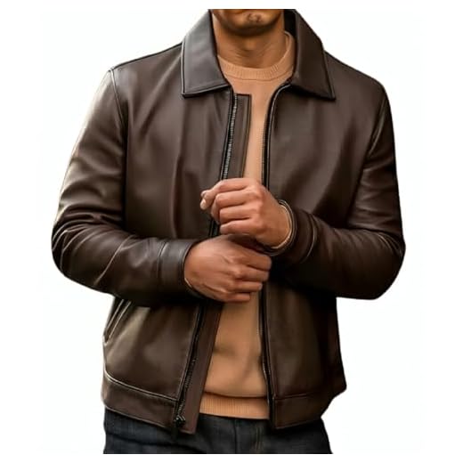 Jaqueta masculina de couro de cordeiro genuíno com gola de carneiro genuína, estilo clássico vintage com forro com zíper, Inglês antigo, M