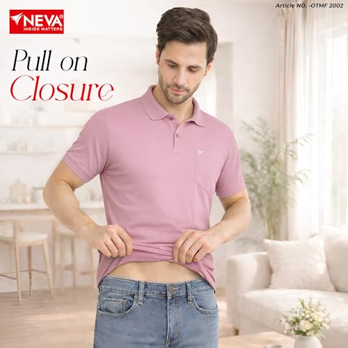 Image of NEVA Men's Regular Fit Half Sleeve Polo Neck T-Shirt with Chest Pocket
