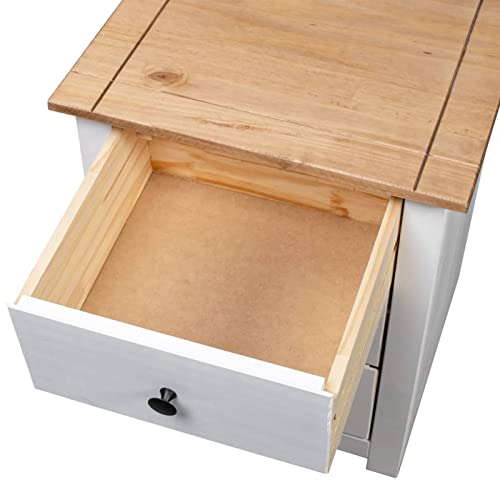 Table De Chevet Blanc en Bois de Pin Massif de Qualité - 8