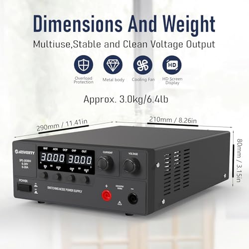 Image of Variable DC Power Supply, 0-30V 0-30A 900W Bench Regulated DC Power Supply with Encoder Button, Output On /Off Switch, 4 Digit LED Display, OVP & OCP, Auxiliary Output Terminal