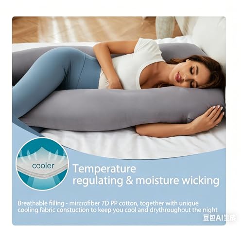 Image of ZZZhen Pregnancy Pillow for Sleeping, G Shaped Maternity Pillow - 56 Inch with Grey Microfiber Removable Cover, Multi- Use and Support Back, Hips, Legs, Belly for Pregnant Women Sleeping