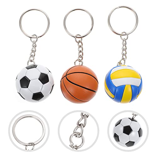Homoyoyo 3 peças de chaveiro de bola de futebol e basquete, vôlei chave, lembranças, bolsa de brinde