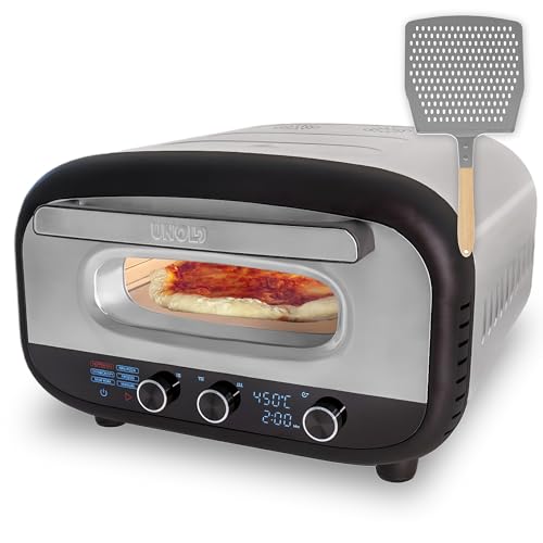 Unold Alfredo 450°C Pizza Oven 68806 - Indoor Electric Neapolitan Pizza Maker for Kitchen - With Pizza Peel - Up to 12 (32cm Stone) - 1700W - Adjustable Timer - Dial Controls - LCD Display - 240V