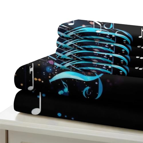 Housse de couette microfibre ultra douce 200x200 au design notes de musique