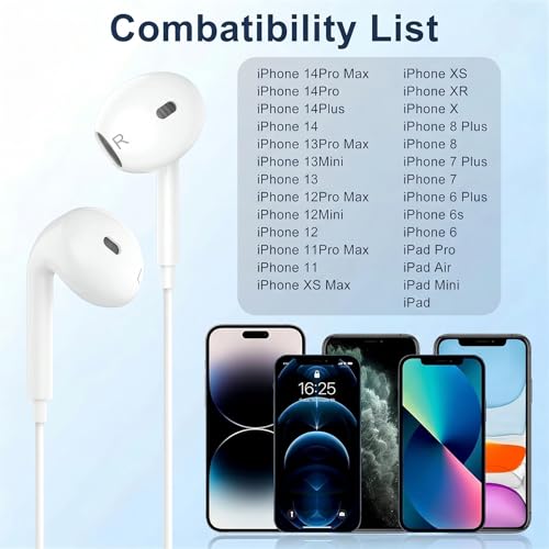 Image of YouthCity 2 Packs for iPhone Headphones Wired Earbuds /Earphones | Built-in Microphone & Volume Control, Nosie Reduction Headsets Compatible with iPhone 14 /13 /12 /11 /XR /XS /X /8 /7 /SE /Pro /Pro Max