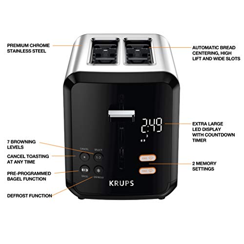 Krups Kh320D50 My Memory Digital Stainless Steel Toaster, 7 Browning Level With Personalized Setting, Black #TOP1