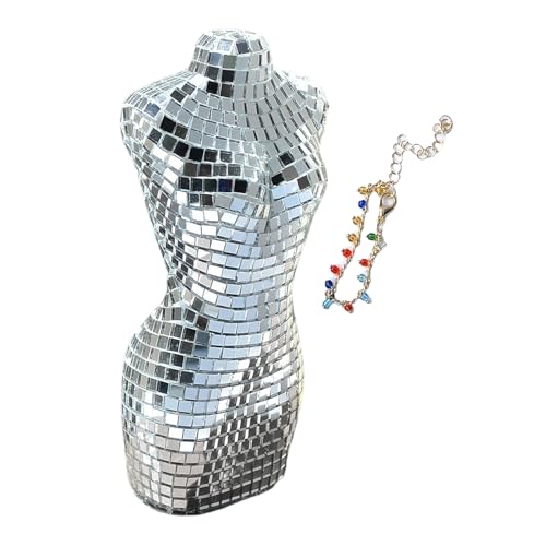 Generisch Escultura Corporal Femenina, Discoteca, Estatua de Modelo Femenino de Discoteca espejada | Decoración de Arte Reflectante, de Escritorio para Dormitorio, Dormitorio, estantería