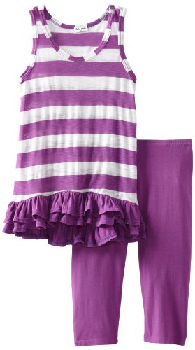 Image of Splendid Littles Girls 2-6X White Rugby Stripe Ruffle Tunic Set