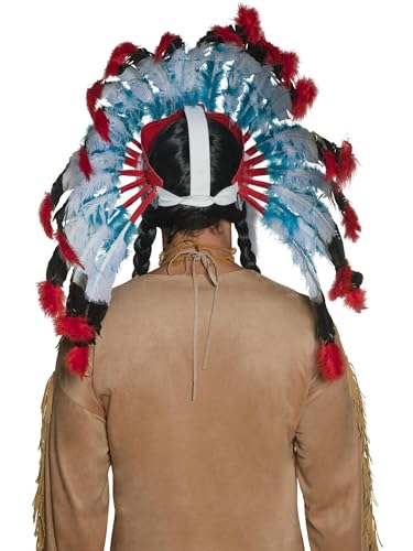 Smiffy's Western Authentic Indian Headdress, Blue - Image 3