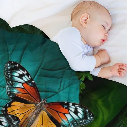 Manta supersuave mullida y cálida de microfibra con diseño decorativo de mariposa 5