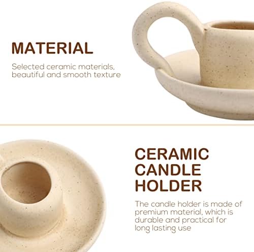 TOPBATHY 2pcs Ceramic Taper Candle Holder Handle Candle Holder Candlestick Holders Vintage Table Centerpiece Wedding Dinning Party Decorations