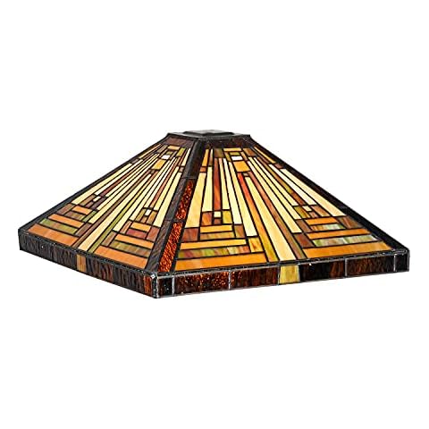 Capulina Tiffany Lamp Shade 16 Inches Wide Accessories Replacement Stained Glass Mission Square Style Lampshade for Table Lamp Floor Lamp Pendant Light Cover
