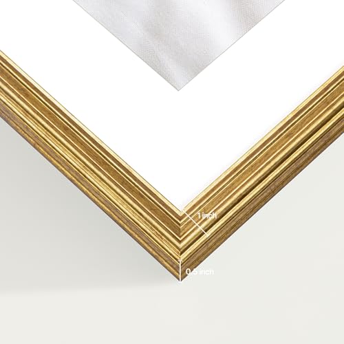Image of eletecpro 12x12 Gold Picture Frames Set of 4, Vintage Photo Frames with Clear Acrylic Cover, Gallery Wall Art Display 8x8 Photo with Mat or 12x12 without Mat for Tabletop and Wall Mount, Home Decor