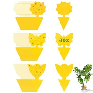 VMUTGA Gelbsticker Gegen Kleine Fliegende Schädlinge wie Trauermücken, Trauermücken Bekämpfen mit Gelbsticker – 60 Stück – Insektizid Frei, Geruchlos, Alternative zu Nematoden Gegen Trauermücken