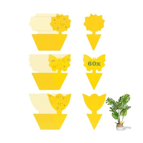 VMUTGA Gelbsticker Gegen Kleine Fliegende Schädlinge wie Trauermücken, Trauermücken Bekämpfen mit Gelbsticker – 60 Stück – Insektizid Frei, Geruchlos, Alternative zu Nematoden Gegen Trauermücken