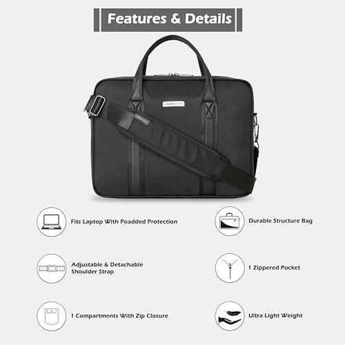 Image of Lavie Sport Elevate Briefcase 9L Laptop Briefcase Bag | Premium Leatherette Business Briefcase for Men & Women | Messenger Shoulder Bag with Detachable Strap