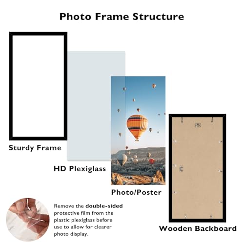 Image of JCJMY 10x20 Picture Frame Black for Photo and Poster, Horizontal and Vertical Formats for Wall Hanging, 10 x 20 Wall Gallery Frame for Photos