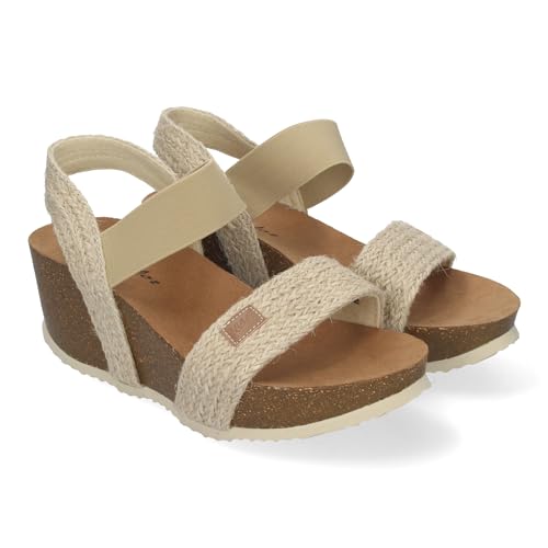 shoes&blues.es 84696 Sandalia de Cuna Bio para Mujer, Comodas, con Pala y Talon Abierto, Sin Cierre, Banda Elastica, Ideales para Primavera Verano Beige Talla 41