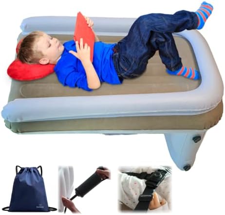 Gembebe Inflatable Toddler Airplane Bed | Hand Pump, Seat Belt and Carry Bag Included | Perfect Inflatable Toddler Bed for Traveling | Safe to Use Toddler Inflatable Bed | Bpa Free Kids Travel Bed