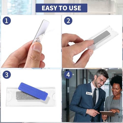 12 Stück Namensschilder Magnet, Namensschilder Magnet 75 x 30mm, Name Plate für kleidung Ausweishalter für Kleidungs-ID-Halter mit 3-Punkt-Selbstklebemagneten