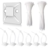 【PRODUKTVERPACKUNG】100 Stück 0,79 x 0,79 Zoll Weiß Kabelbinderhalterungen, 100 Stück 0,12 x 6 Zoll und 100 Stück 0,12 x 4,7 Zoll Weiß Nylon-Kabelbinder.