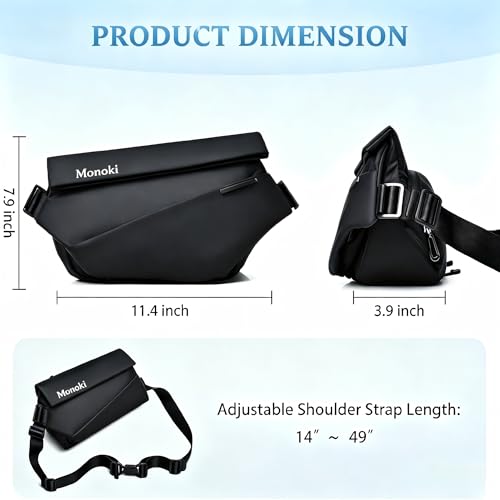 Monoki Crossbody Sling Bag for Men Women, Waterproof Chest Backpack with Adjustable Strap,Large Capacity Casual Shoulder Bag for Daily, Travel, Hiking, Work — view 5