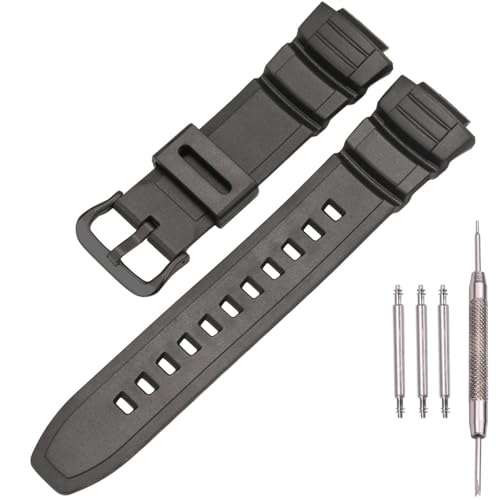HAOZHI 16mm Pulseira Compatível para Casio G Shock MCW 100H 110H,WS 220,W S220,WS220,WV 200,HDD S100,WV 200,AE 2000,AE 2100,Bracelete Correia Cinta Alça de Substituição para Relógio Casio (Preto)