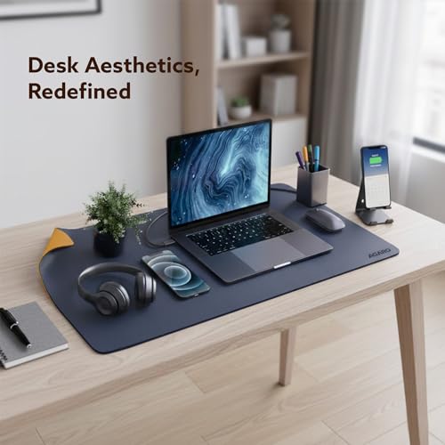 Image of AGARO Premium Reversible Desk Mat (90x45 cm), Dual-Tone Vegan Leather Deskpad, Large Reversible Mouse Pad, Waterproof, Easy-to-clean & Anti-slip Computer Table Protector, deal for Work, Study & Gaming