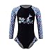FEESHOW Bébé Fille Maillot de Bain 1 Pièce Combinaison Natation Sirène Mermaid Costume Natation Ete Plage Bikini de Bain Manche Longue Justaucorps Bodysuit Jumpsuit Noir 5-6 Ans