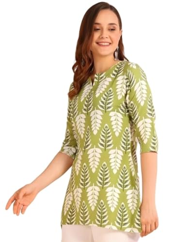 Image of Women's Short Kurti in TopsTunic Rayon Cotton Blend | Ladies Ethnic Tunic
