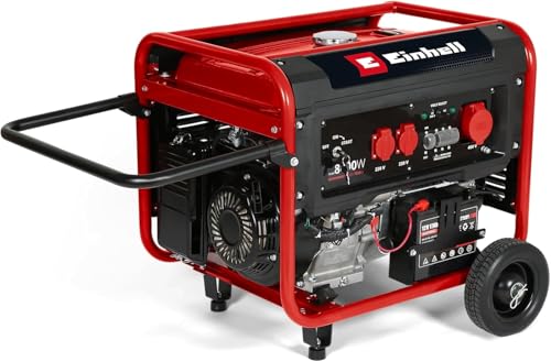 Einhell Generador de corriente (gasolina) TC-PG 8000 (potencia máxima 8000 W, potencia continua máx. 7500 W, depósito de 25 l, motor de 4 tiempos, 2x 230 V, 1x 400 V, seguro a falta de aceite)