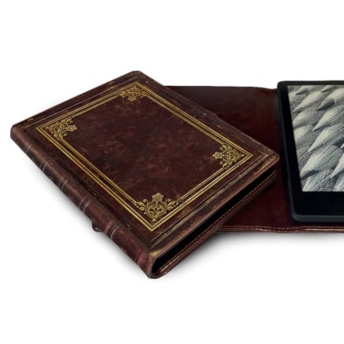 KleverCase Universal Book Cover for eBook Readers. Fits All e-Reader Brands Including Kobo, Nook, Kindle Paperwhite (inc 12th Gen & Signature Edition), Kindle, storytel and More. (Old Brown)