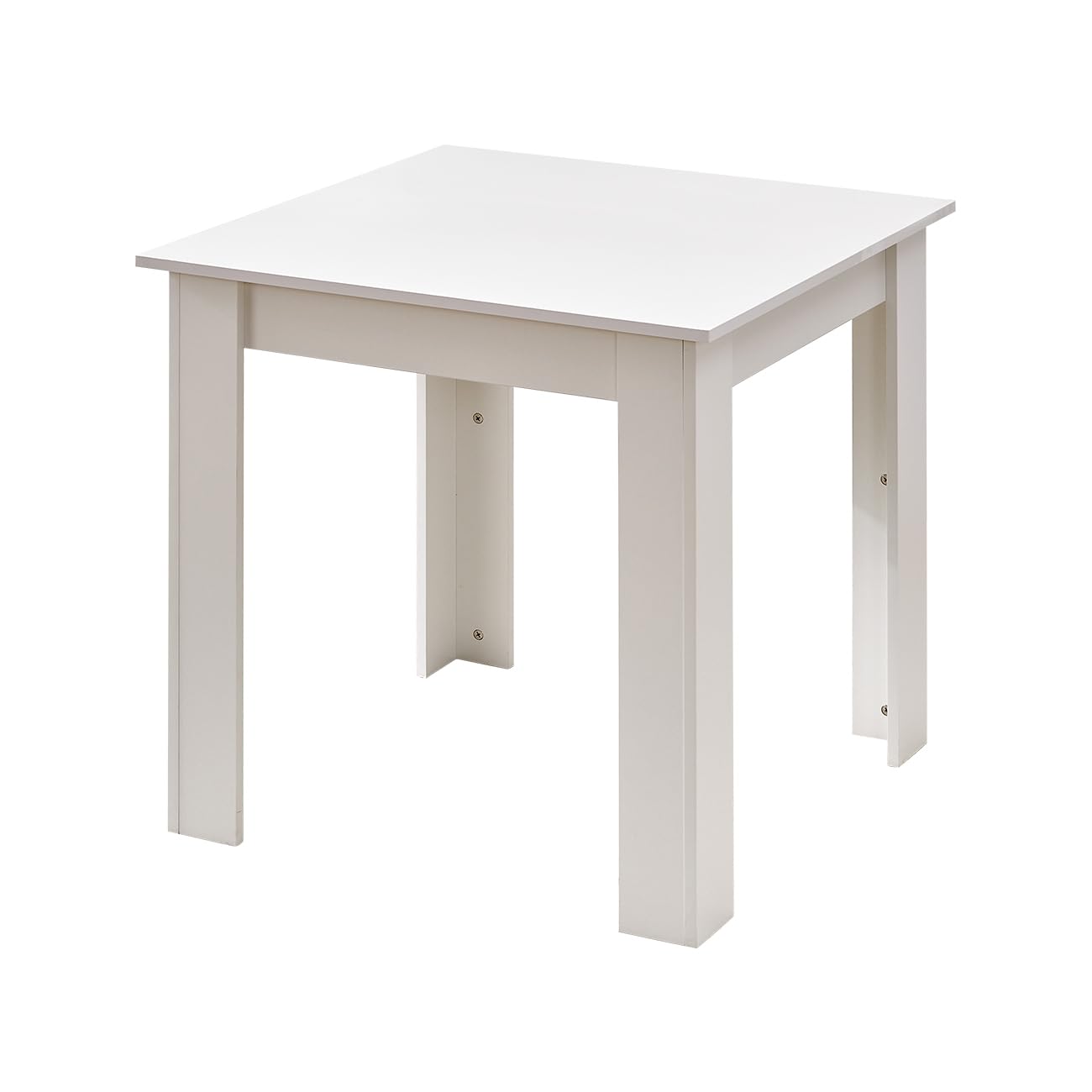 NICEME 75x75 cm Small Dining Table Space Saving Kitchen Table for Small Spaces, High Glossing Tabletop (White)
