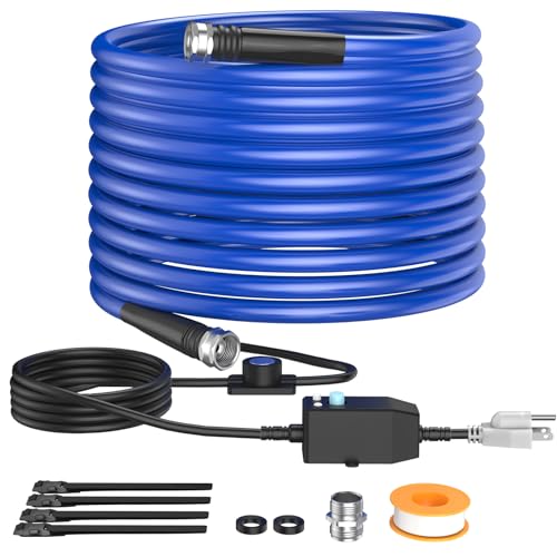 Heated hose 100ft with Adapter, Heated Water Hose for RV with Energy Saving Thermostat, -45 ℉ Antifreeze Heated Garden Hose and Leakage Protector, Freeze Proof Water Hose BPA Free
