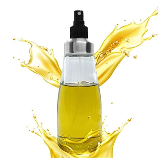 Pulverizador Aceite Spray 330 ml para Cocinar con Sistema Antigoteo, Aceitera de Cristal con Dosificador Recargable con Cabezal de PVC Dosificador Aceiteo Vinagrera Rellenable