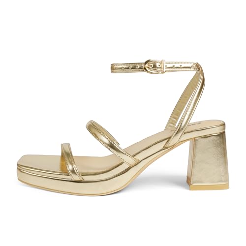 Platform Heels for Women Open Toe Chunky Heels Two Strap 7cm/2.76